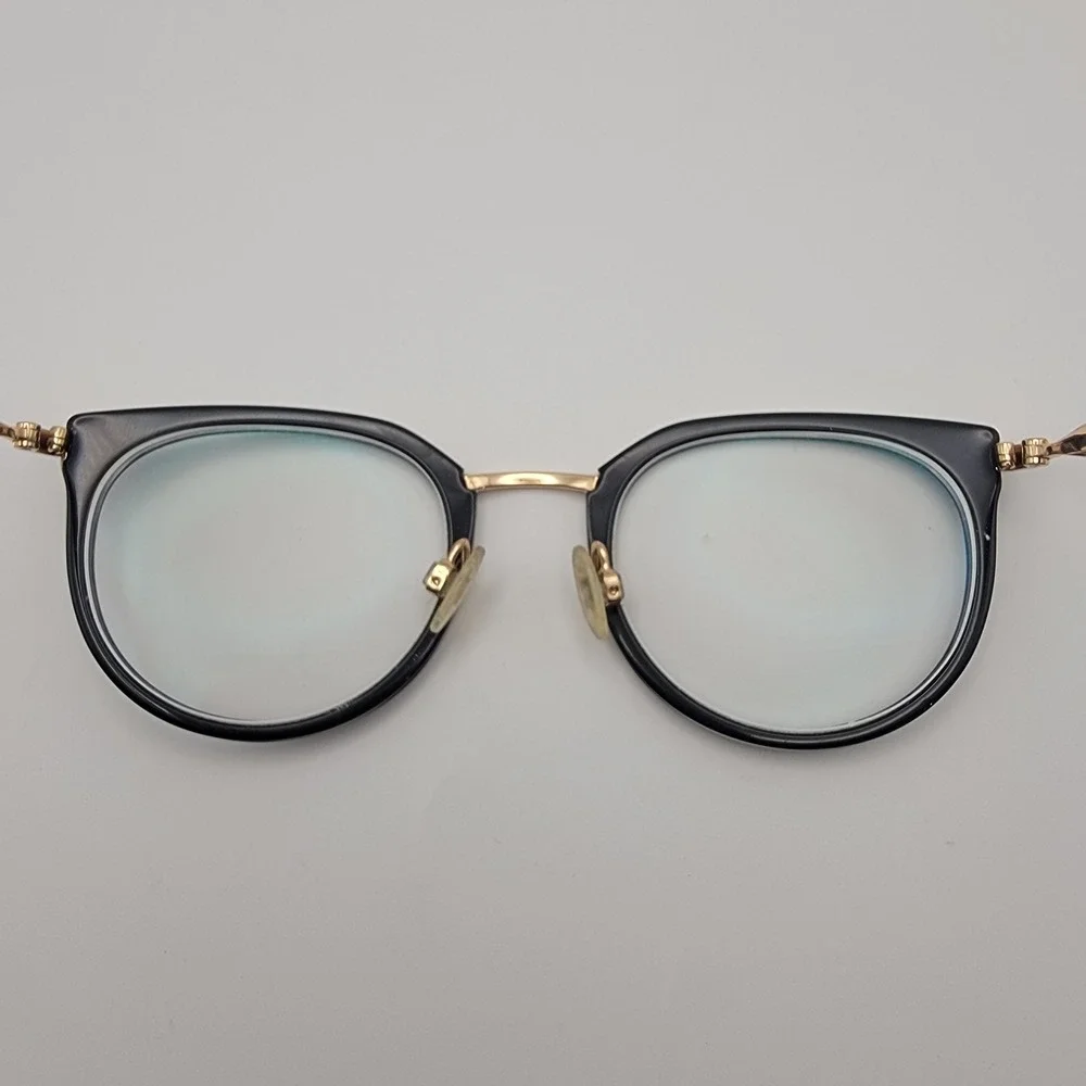 Warby Parker Whittier M Eyeglasses Frames Only 50-21-140 Black Gold CatEye Italy
